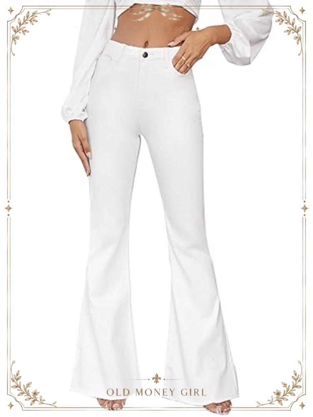 Floerns High Waisted Flare Jeans Frayed Raw Hem Bell Bottom Denim Pants